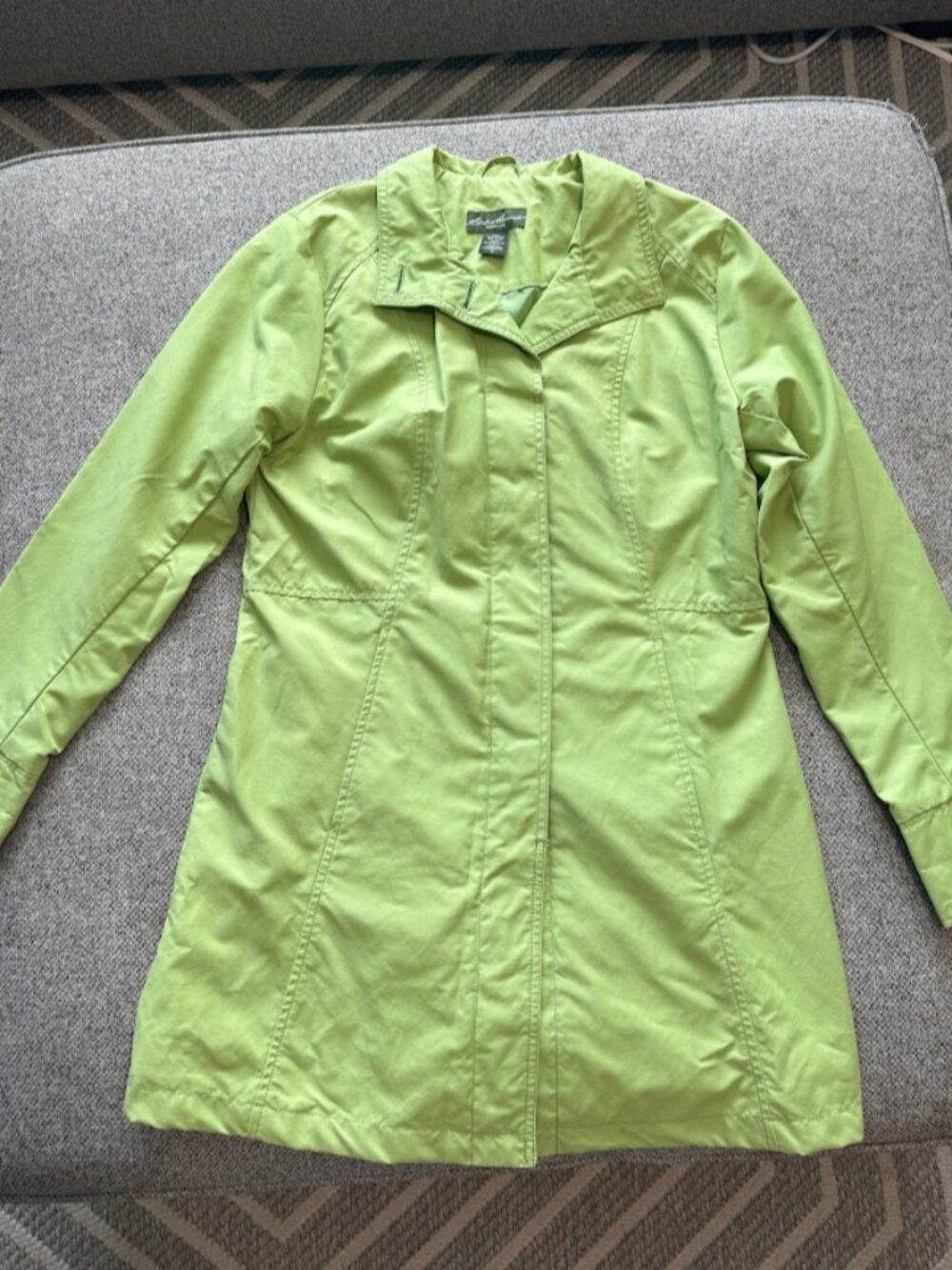 Eddie Bauer Women's M Lime Green Cotton Car Coat Trench Jacket
